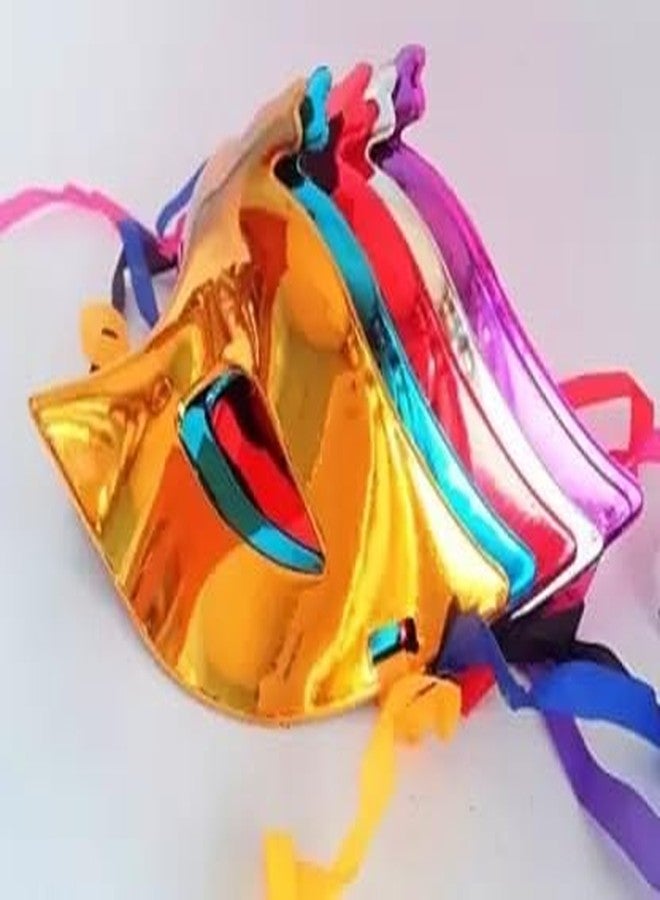AMFIN® (Pack of 6 Metallic Eye Masks for Kids & Adults - Multicolor Masquerade Party Masks - Shiny Costume Masks for Birthday Parties, New Year Celebration, Baby Shower - Image 4
